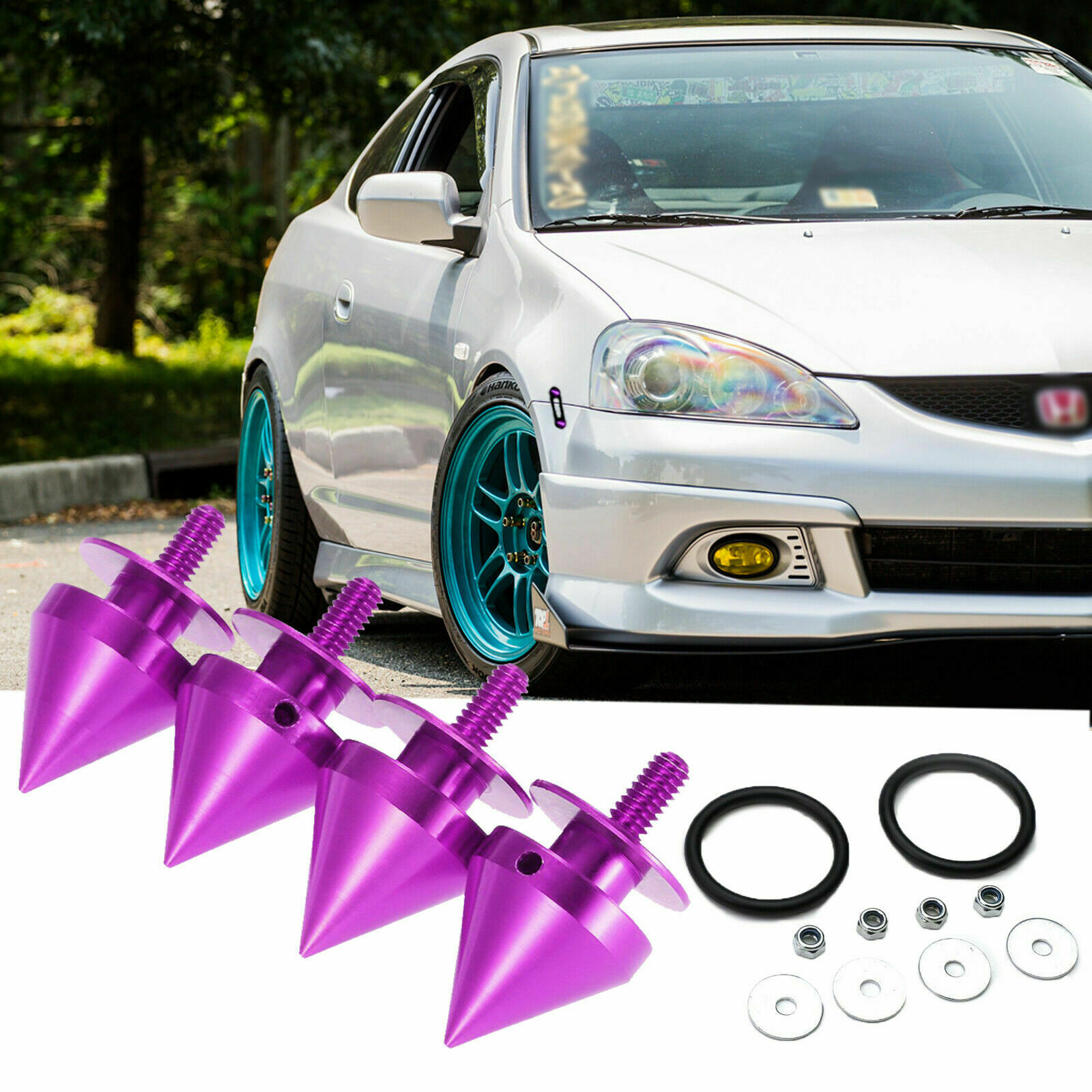 4PCS Aluminum Bumper Quick Release Fasteners Kit For Car Trunk Fender Hatch Lid - Foto 10