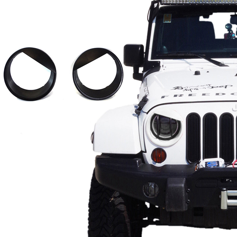 Pair ABS Bezels Angry Bird Headlight Trim Cover Fit For Jeep Wrangler JK 07-18